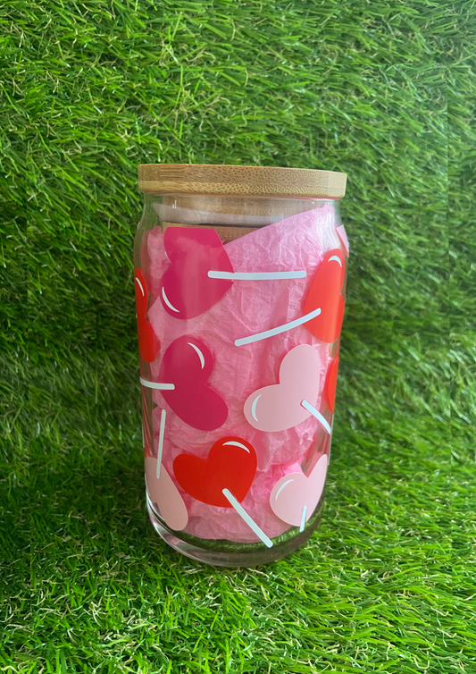 Love heart Lollipop Glass Can-473ml